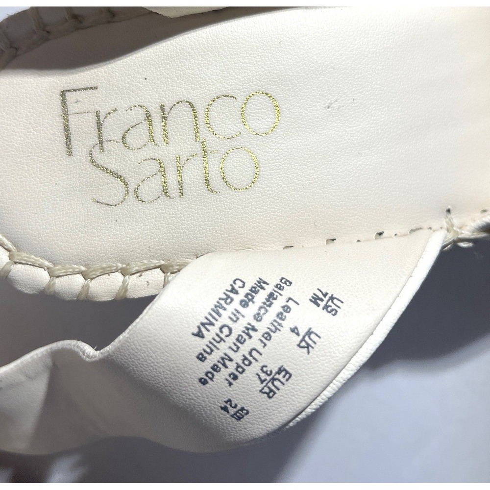 Franco Sarto Sandals Womens 7M White Carmina Espadrille Wedge Leather Platform - Picture 7 of 9